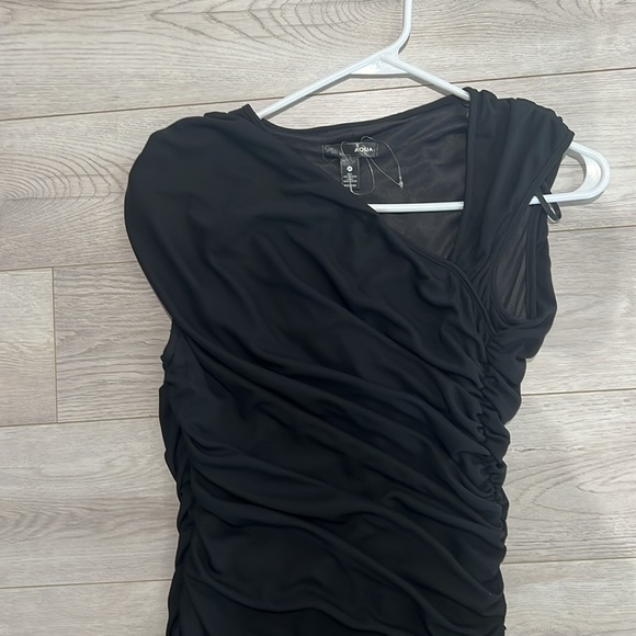 Brand new super flattering Aqua Black One Shoulder Ruched Cocktail Dress! - Picture 3 of 3